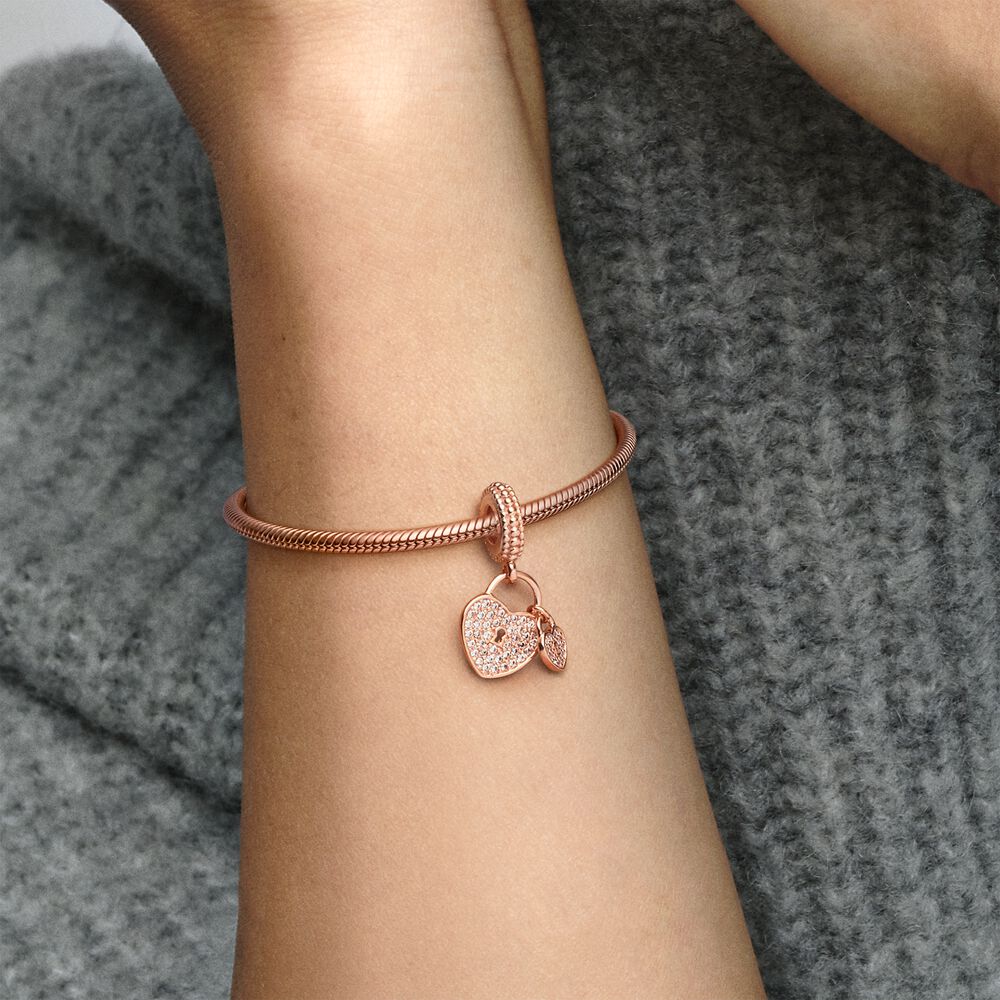 Rose Gold Hearts Charm