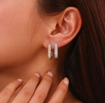 Stone Hoop Earrings