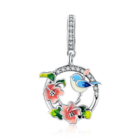 COLORFUL BIRD AND FLOWERS CHARM